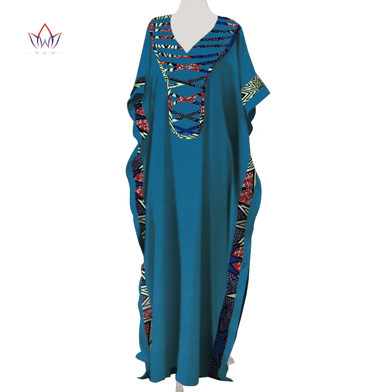2 V Neck Dashiki African Dresses for Women Colorful Daily Causal Loose African Dresses for Women Ankle-Length Dress WY5497 - Color: 2