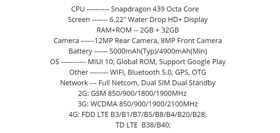 Смартфон Xiaomi Redmi 8A с глобальной ПЗУ, 2 Гб ОЗУ, 32 Гб ПЗУ, камера Snapdragon 439, 12 Мп, аккумулятор 5000 мАч, Восьмиядерный телефон