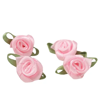 

500Pcs DIY Satin Ribbon Roses Flower Appliques Scrapbooking Sewing Handmade Small Wedding Party Craft Decor