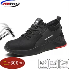 Dewbewt/Брендовые мужские и женские рабочие ботинки размера плюс 36-46 со стальным носком; модные легкие кроссовки; повседневная мужская обувь