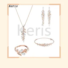 Новинка, изысканный модный комплект из ожерелья и браслета в виде листьев маймухи, женский яркий циркониевый Романтический подарочный набор для подружки на день рождения