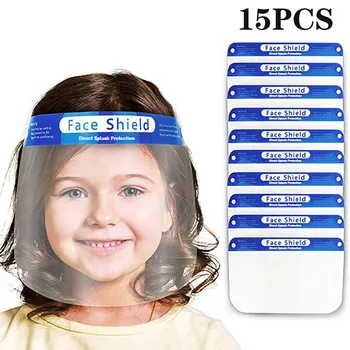 

15pc Transparent Face Shield Children Kids Full Face Mask Splash-proof Face Cover Dust-proof Protective Visor Safety Masks