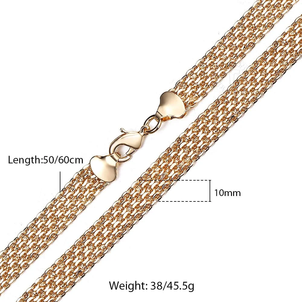 10 мм/12 мм 585 ожерелье из розового золота Двойное плетение Rolo Cable Curb Link Chain для мужчин и женщин модные аксессуары 50 см 60 см CN19
