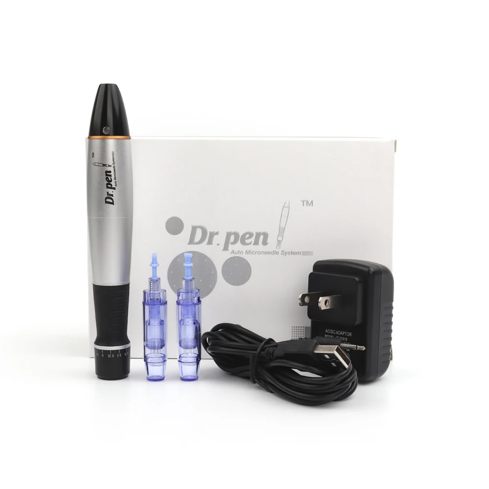 Electric Micro Needling Pen Skin Tightening Reduce Wrinkles Device Scar Marks Removal Electric Dr Pen with 2pc 12pin Cartridge