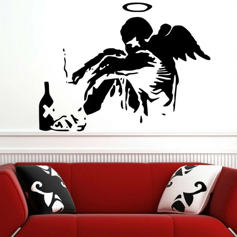 Fallen Angel Wall Sticker Vinyl Giant Art Street Graffiti Wings Wall Decal Rome Bottle Home Bedroom Decoration Wallpaper X293 Wall Stickers Aliexpress
