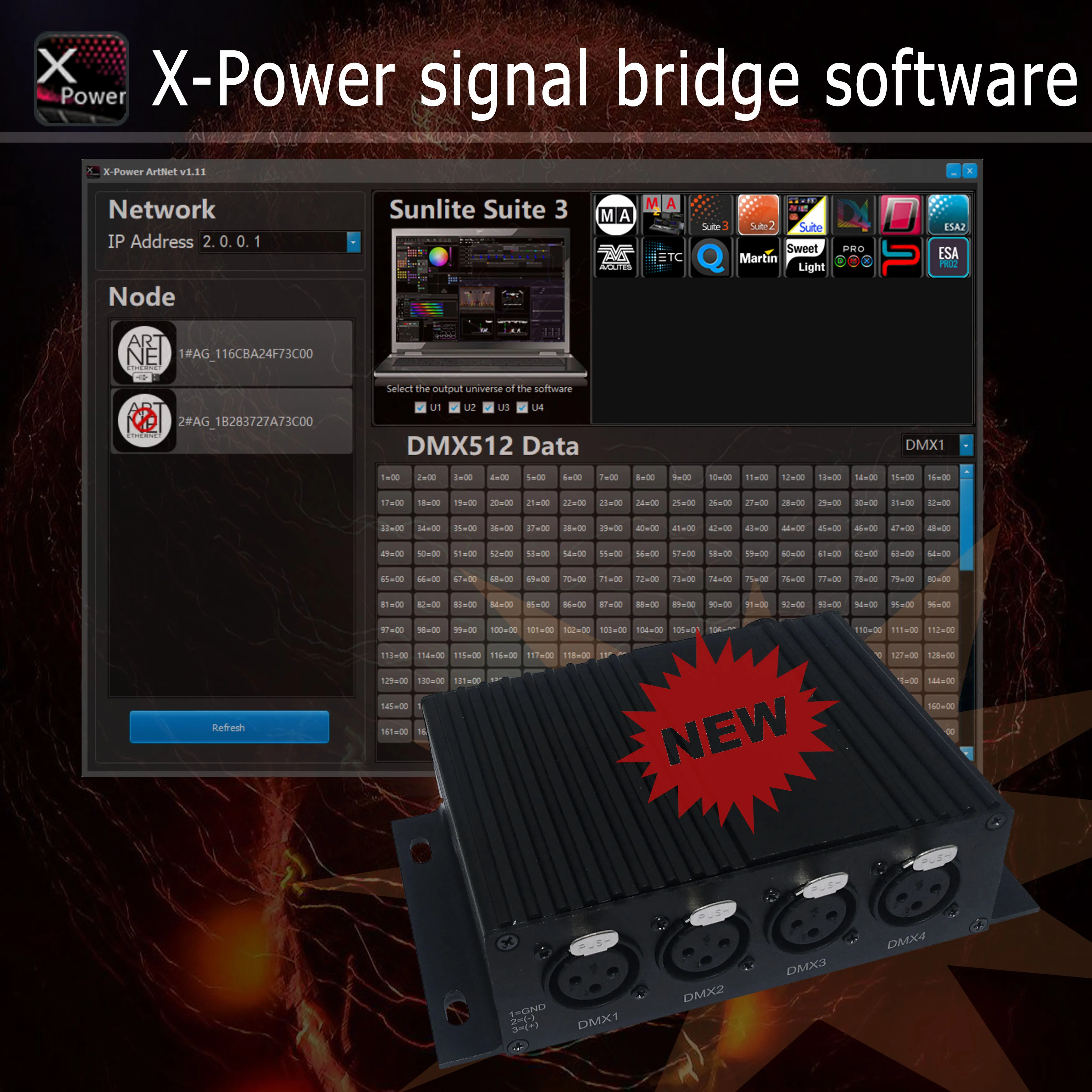 dmx controlador x power software dmx512 dimmer iluminação de discoteca ma2 avó 3 no pc