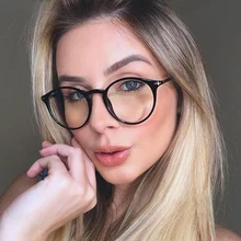 Сексуальные модные ПК круглые очки прозрачные Обычные линзы близорукость Ботан очки оправа черные круглые женские очки оправа