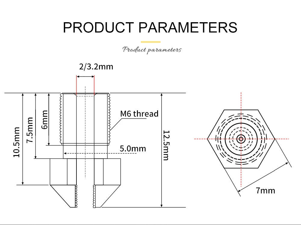 3D-принтеры Запчасти 0,2/0,3/0,5 мм Насадка адаптер Комплект Насадка адаптер с насадками для V6 Hotend 1,75 мм нити