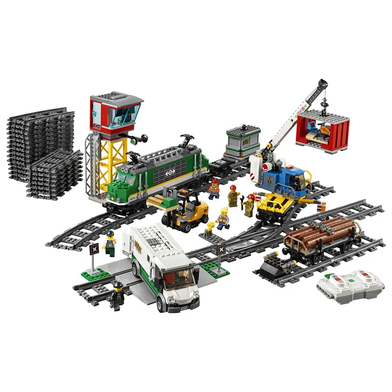

Compatible With 60052 City Motorized Remote Control Cargo Train Hobby 02008 Kit Building Blocks Bricks Power DIY toy