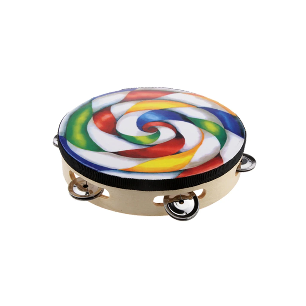 2pcs Hand Held Tambourine Drum Round Percussion Toy Musical Instrument for Children Kids