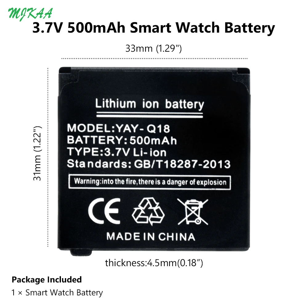 5/10Pcs Li-Po Lithium Li-polymer Batteries 3.7V 500mAh Rechargeable Li-ion Polymer Battery Spare for Q18 Smart Watch