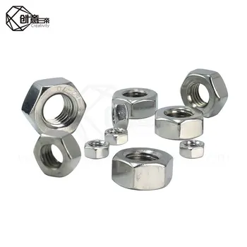 

50/100PCS Hex Nuts Metric DIN934 M2 M3 M4 M5 M6 Stainless Steel Metric Thread Hex Nut