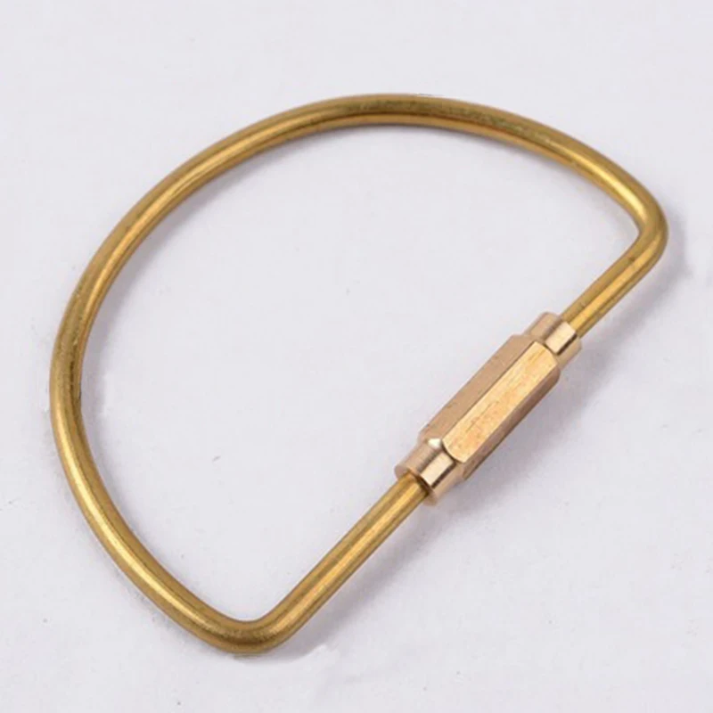 Brass Keychain With Lock D Key Chain Golden Camping Carabiner