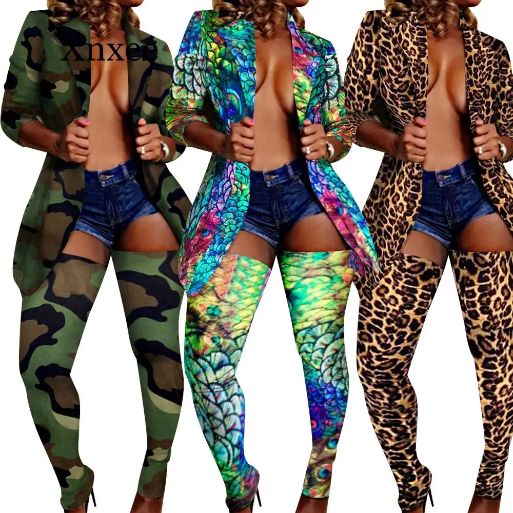 

Plus Size Camo Leopard Two Piece Set Women Rave Festival Top Pant Fall 2 Piece Matching Sets Sexy Birthday Club Outfits