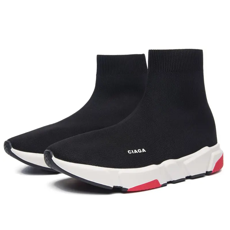 New Paris Speed Knit Sock Shoe Original Luxury Trainer Sneakers Race Mens Women casual sock Shoes - Цвет: Red White