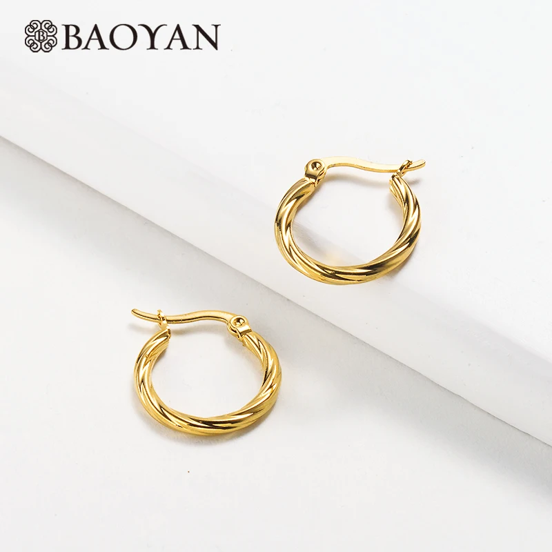Baoyan винтажные золотые серьги-кольца маленькие круглые серьги-кольца мини золотые серьги-кольца из нержавеющей стали для женщин