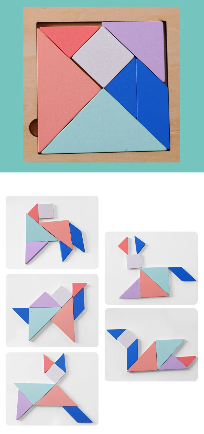 Красочные деревянные Tangram головоломки игрушки играть игра дошкольного волшебства интеллектуальные образовательные детские математические игрушки D99