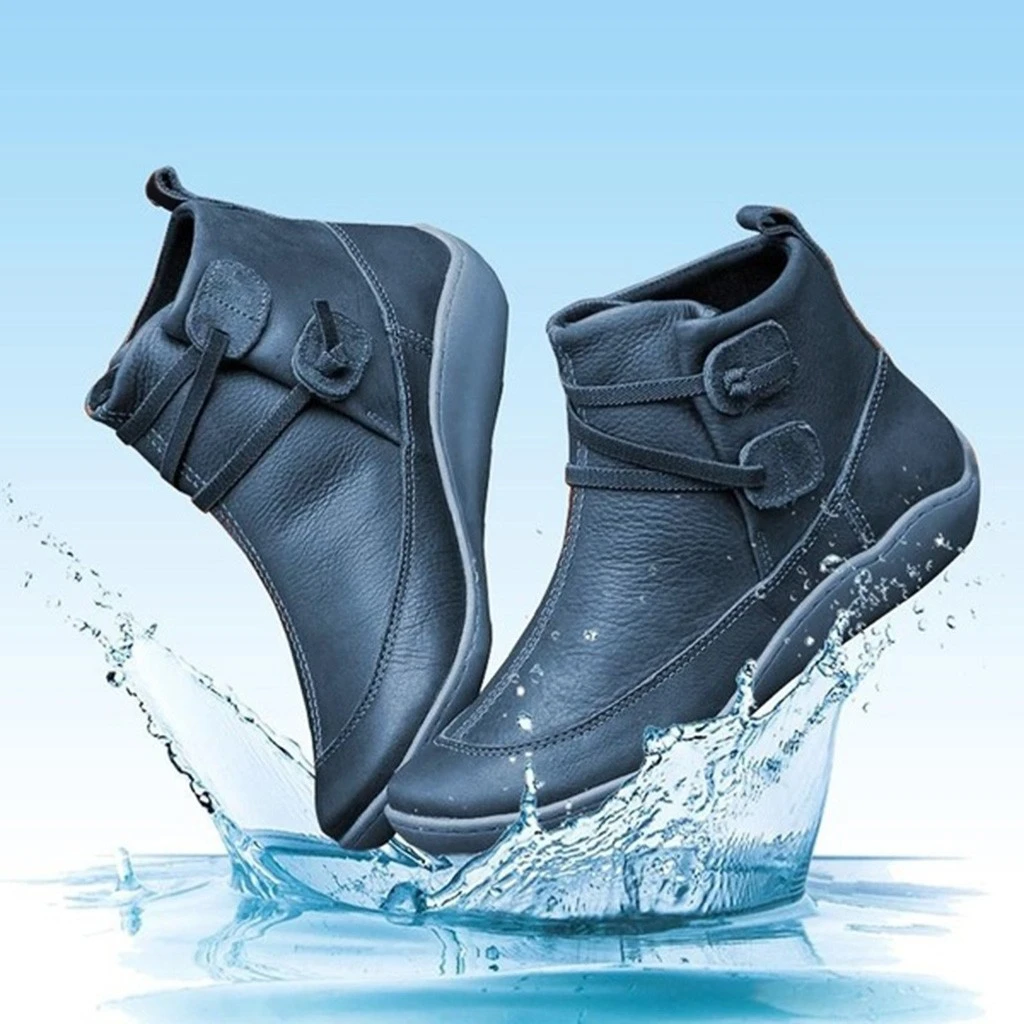 flat heel leather booties