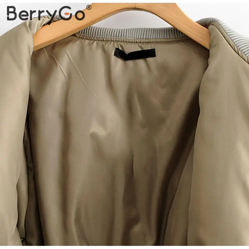 BerryGo, Повседневная модная уличная одежда, зимние короткие куртки для женщин, с карманами, Женская парка, плотная, на молнии, верхняя одежда, стеганые куртки
