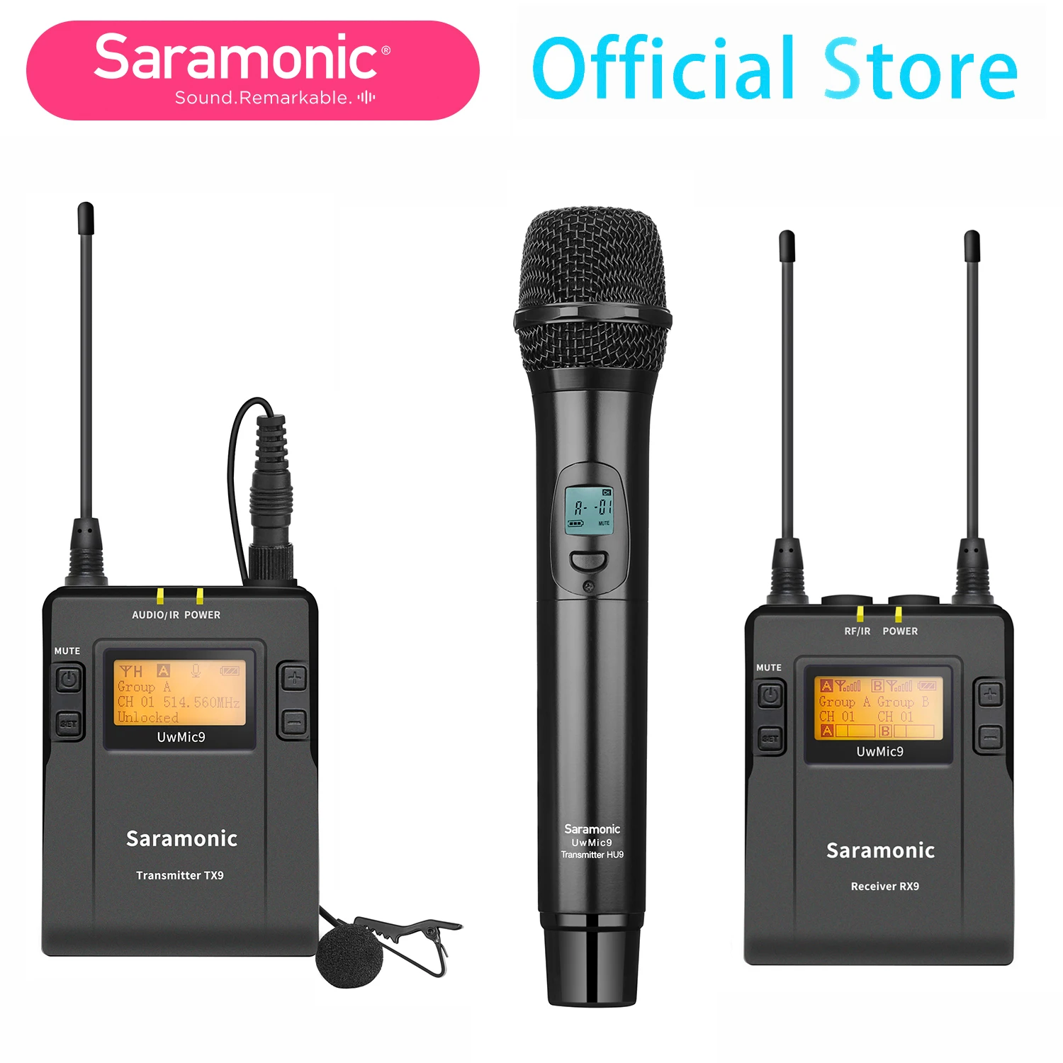 Беспроводная ручная петличная микрофонная система Saramonic UwMic9 kit3/kit4 UHF для Canon Nikon Sony