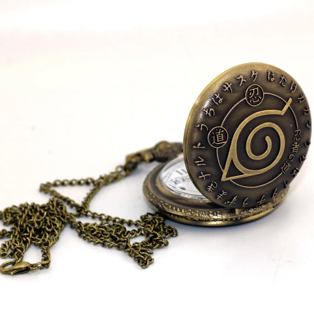 Аниме Наруто карманные часы с цепочкой лист фигура кулон с ожерельем косплей аксессуар подарок