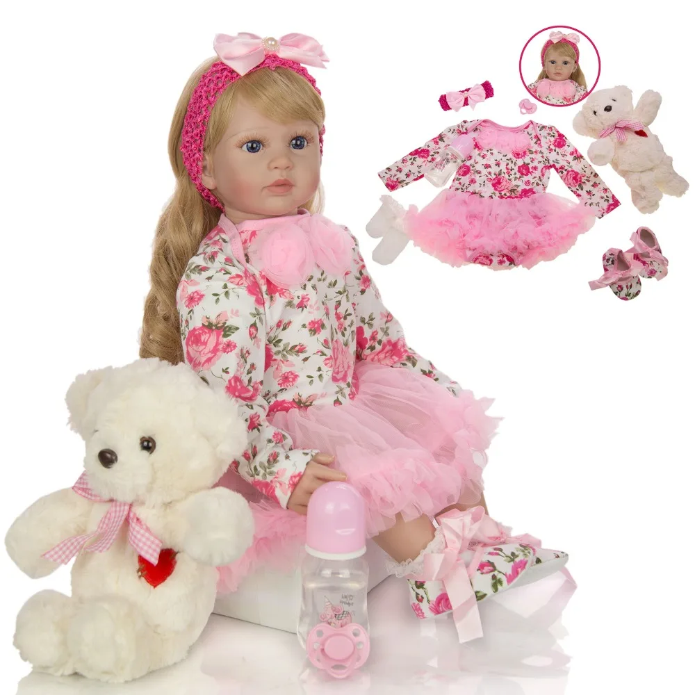 2" 60 см Реалистичная из мягкого силикона Reborn Baby Blonde Girl куклы реалистичные bebe Girl подарок Reborn куклы bonucas возрождённая игрушка для малышей