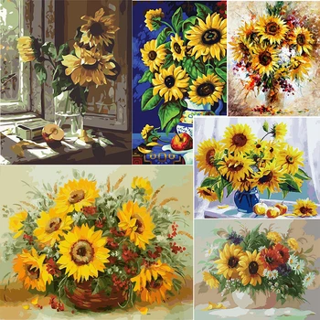 

DIY Painting By Numbers Sunflower Picture Colouring Zero Basis HandPainted Oil Painting Home Decor Artwork 40x50cm
