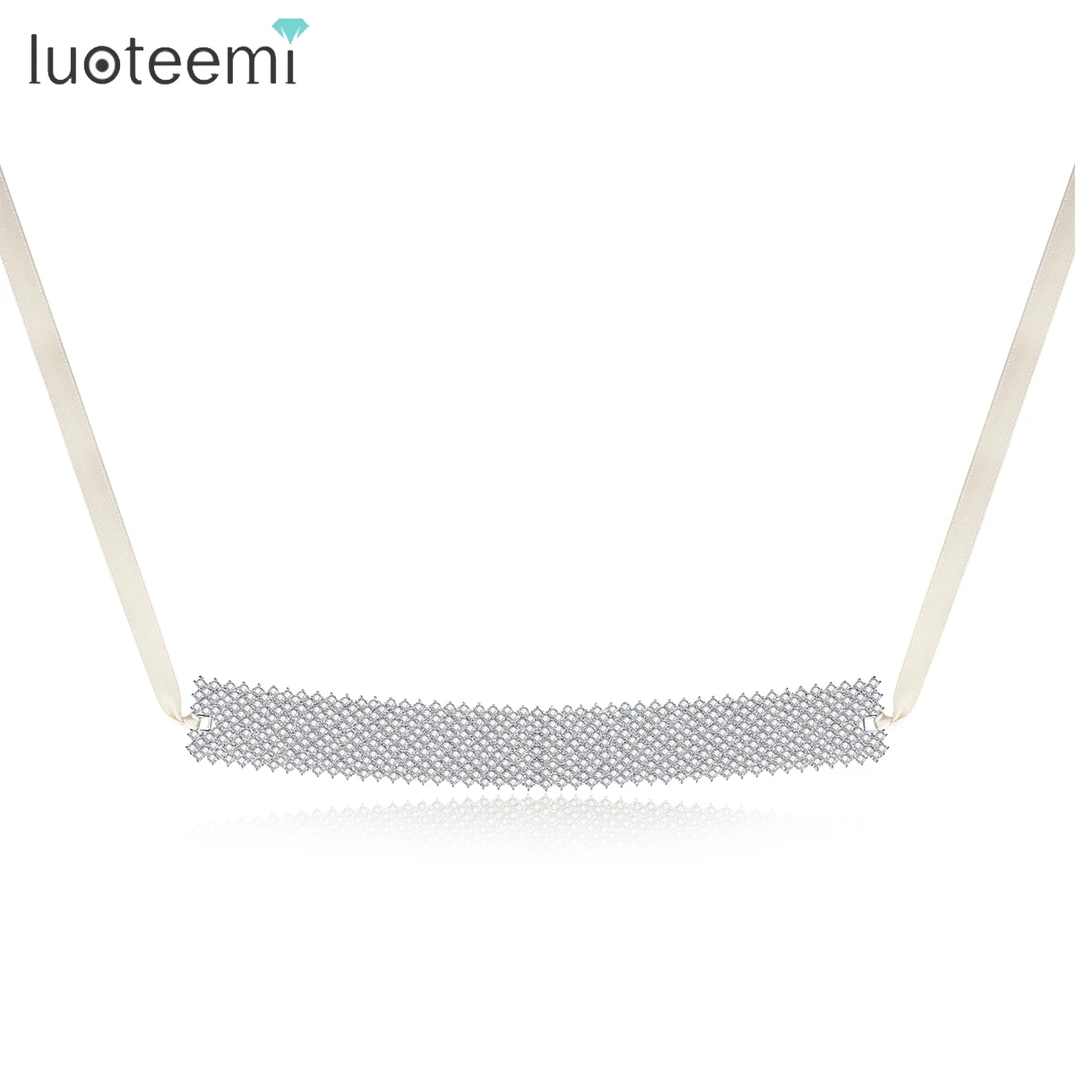 

LUOTEEMI Multiple Layers Cubic Zirconia Choker Necklace for Women Smooth Silk Long Chain for Women Wedding Bridal Accessories