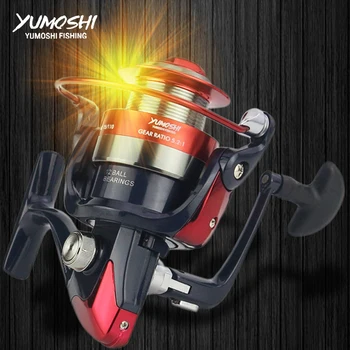 

YUMOSHI 12BB 5.5:1 Metal Spinning Fishing Reel Carp Fishing Wheel Pesca Red peche fish casting Spinning wheel Fishing Tackle AM