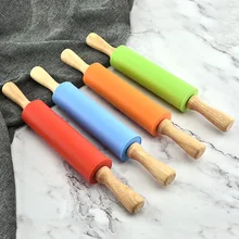 Силиконовая деревянная ручка Скалка Твердые рождественские Инструменты для выпечки антипригарная палочка для муки