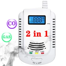 Détecteur de fuite de gaz naturel Combustible 2 en 1, capteur de monoxyde de carbone, écran LCD, deux méthodes d'alimentation électrique, système d'alarme pour la maison