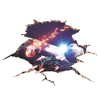 

Creative 3D Planet Wall Sticker Af5711 Broken Wall Personality Pvc Printing Party Home Living Room Decoration