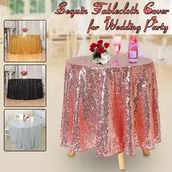 

5 Color Table Decor 120cm Round 47'' Sparkle Sequin Tablecloth Cover Wedding Party Banquet Table Home Decor