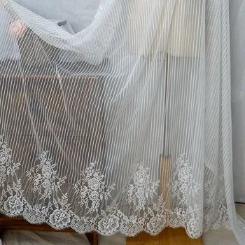 

Soft Eyelash Lace Fabric French Chantilly Stripe Floral Lace Wedding Gown Fabric For DIY Sewing Bridal dress, Curtain lace