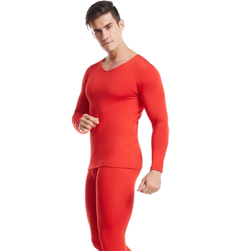 Мужские комплекты термобелья, зимние теплые кальсоны, дышащие термобелье, нижнее белье, штаны, одежда для мужчин - Цвет: Red