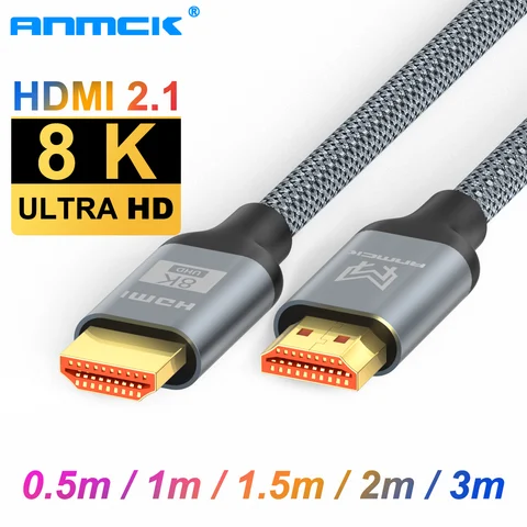 Anmck 8k hdmi-cabo compatível ultra hd fio de áudio de vídeo para caixa de tv ps4/5 laptops projetor HDMI-A divisor digital cabo 4k