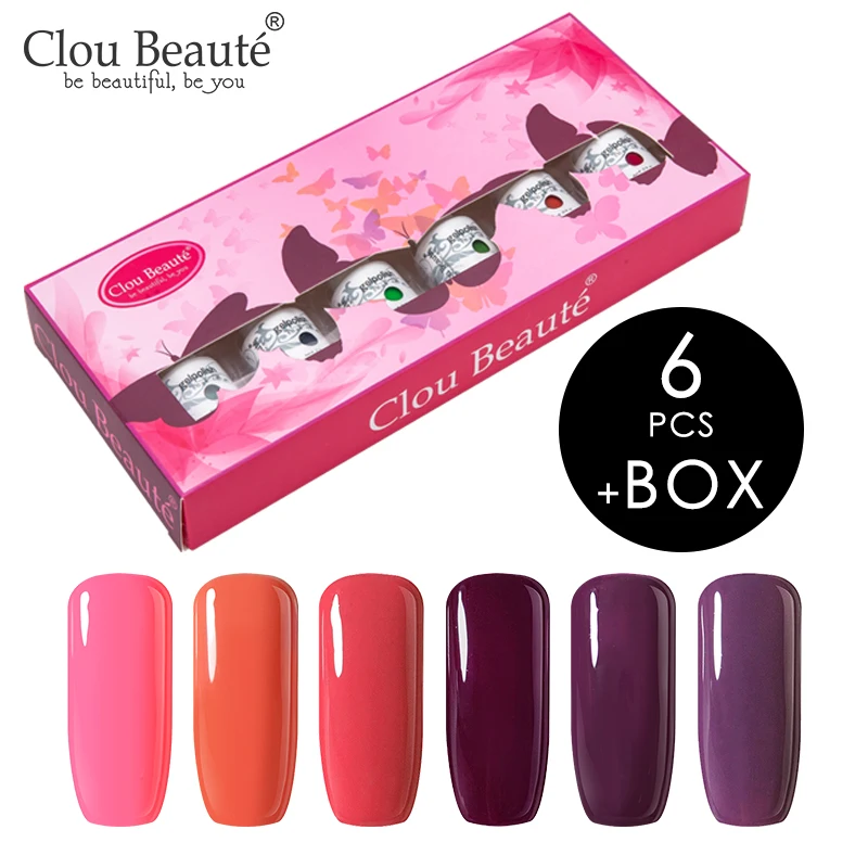 Clou Beaute 85 цветов Гель-лак подарочный набор Полупостоянный светодиодный Гель-лак для ногтей набор лак для ногтей цветная Серия 6 шт/8 шт 8 мл - Цвет: ZH09-6pcs(gift box)
