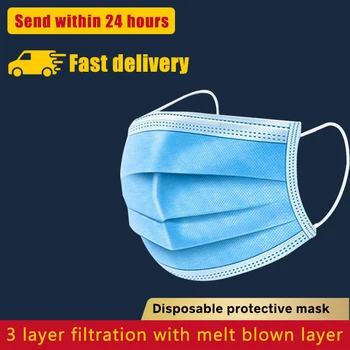 

25/50/100PCS Fast Shipping 3 Layers Disposable Face Mask Anti-Dust Mask Protect Masks Non-woven Meltblown Cloth Anti-Pollution