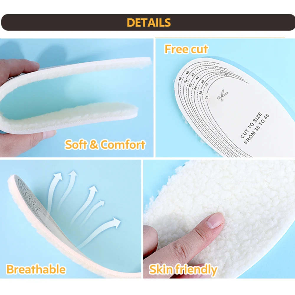 어린이 및 성인 겨울 신발에 대 한 양모 따뜻한 온수 Insoles 열 두꺼운 인공 캐시미어 신발 삽입 스노우 부츠 따뜻한 패드