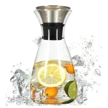 

1500ml Transparent Glass Water Jug Kettle Heat Resistant Carafe Juice Tea Pot Pitcher with Stainless Steel Filter