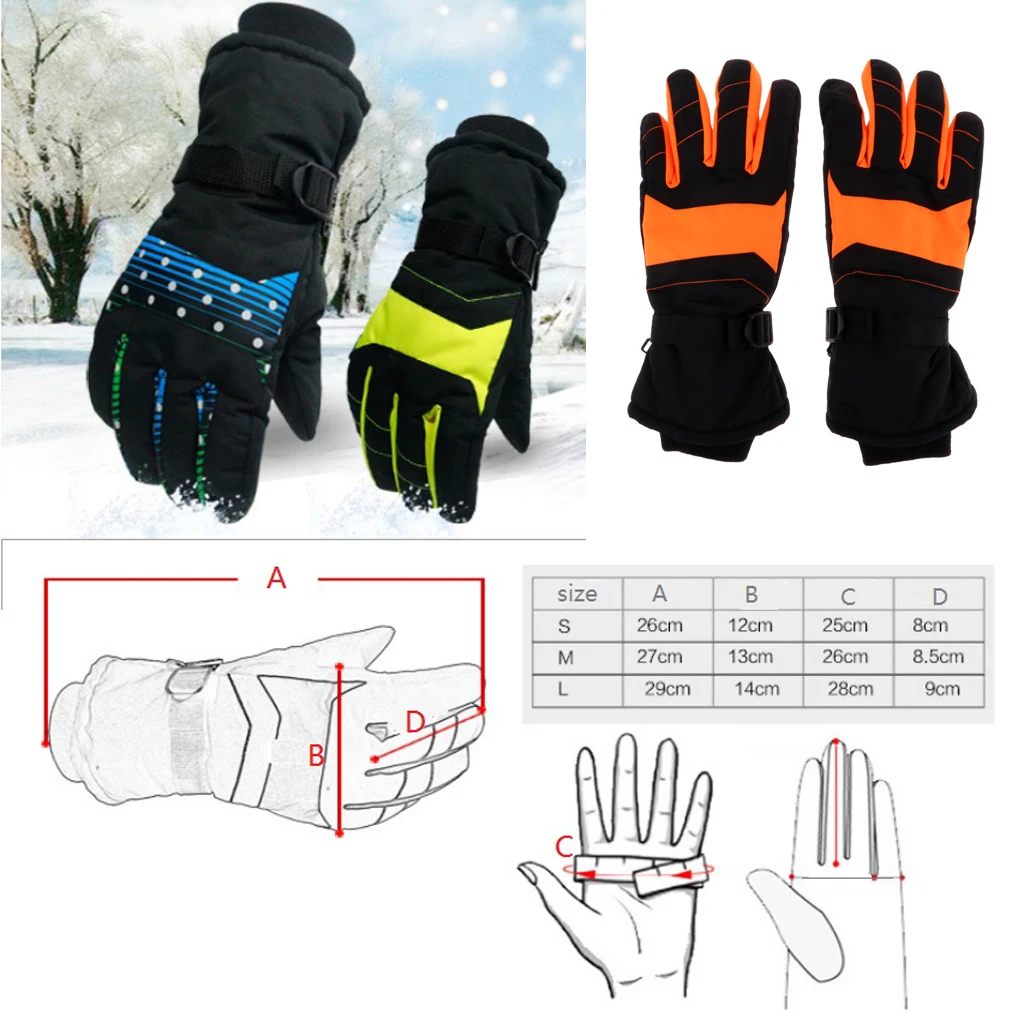 Adult Kids Waterproof Ski Gloves Winter Warm Snowboard Snowmobile Cold Weather Gloves for Children Boys Girls Mens Womens