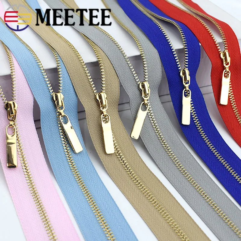 

2pcs Meetee 3# Metal Open End Zippers 40/70cm Gold Teeth Long Zip Closure for Sewing Bags Down Jacket Skirt Clothing Accessories