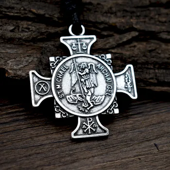 

SanLan 12pcs Saint St. Michael Archangel necklace Protect Me Mens Gift