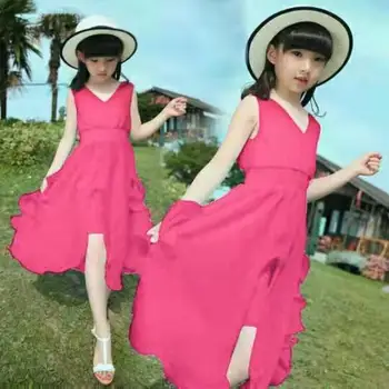 

New Kids Girls Chiffon Beach Dress 2020 Summer Sleeveless Irregular Elegant Princess Party Dresses Children Casual Clothes K280