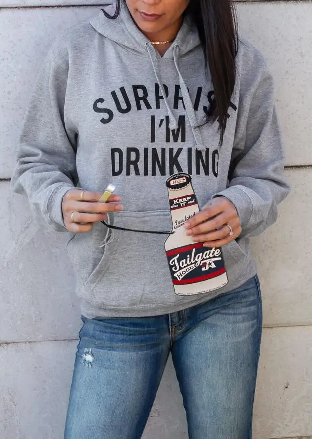 Letter Surprise I'm Drinking Hoodies Woman Fleece Sweatshirt Drop Shipping Women | Женская одежда