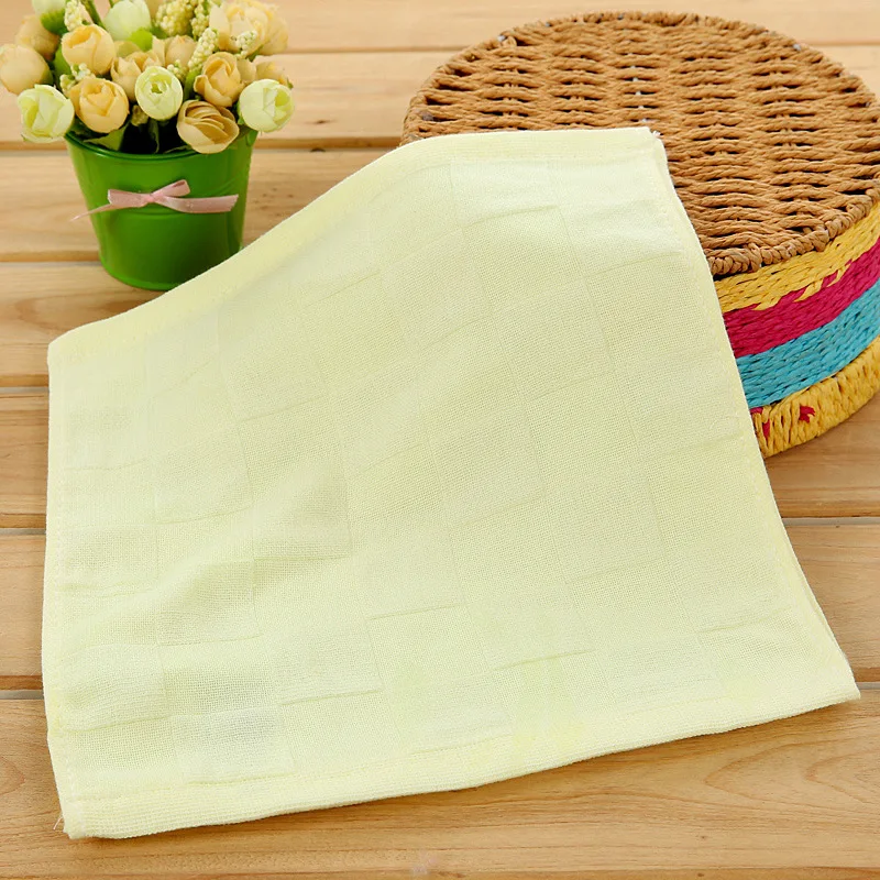 2 pcs Cotton Gauze Square Handkerchiefs Newborn Baby Saliva Towel Solid Color Lattice Face Wash Towel FS0404