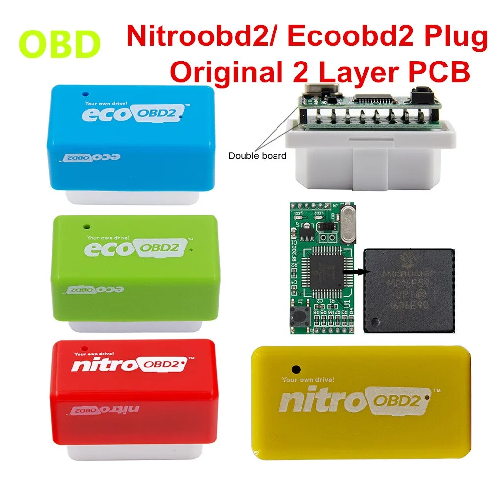 2 Layer PCB ECOOBD2 Chip NITROOBD2 Tuning Box ECO OBD2 Nitro OBD2 Original Plug Gasoline Diesel More Power Torque Save Fuel