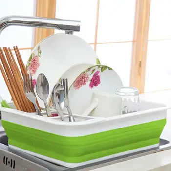 

Folding Drain Dish Rack Green Cutlery Case Folding Cup Rack Kitchen Gadgets Asphalt Holder Collapsible Holder Tools K8S9