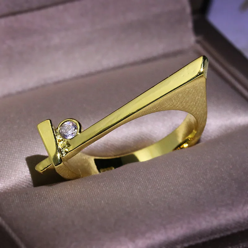 Уникальное женское кольцо на палец геометрической формы, винтажное Золотое обручальное кольцо, модные Хрустальные Обручальные кольца для женщин