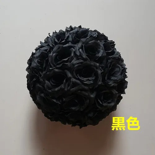 black Искусственный Розовый Шелковый цветочный шар центральный мятный декоративный висящий цветочный шар Свадебные украшения DIY любой цвет может быть смешан - Цвет: black